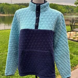 ORVIS quilted quarter snap pull over jacket 100% cotton blue women’s size Large